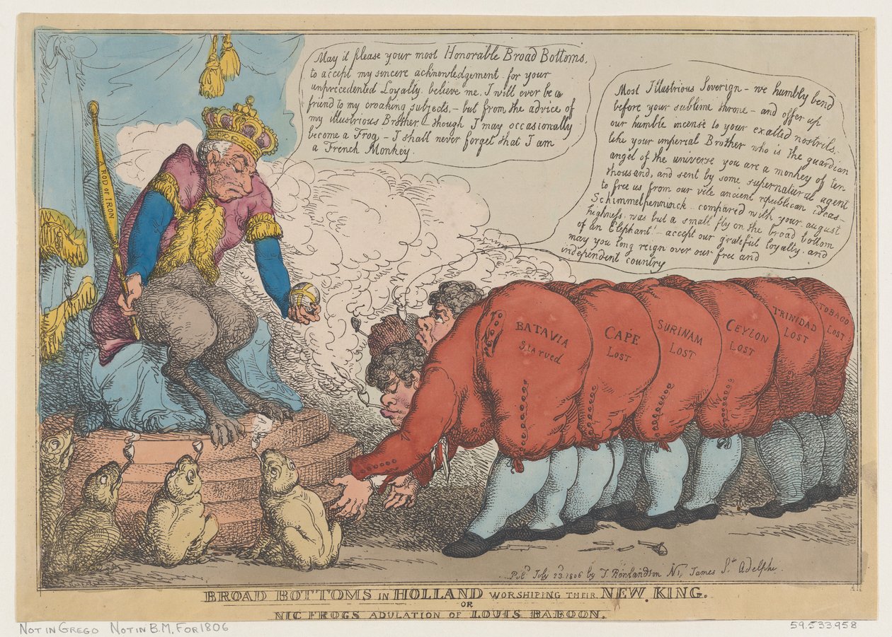 I Broad Bottoms in Olanda adorano il loro nuovo re, 23 luglio 1806 da Thomas Rowlandson