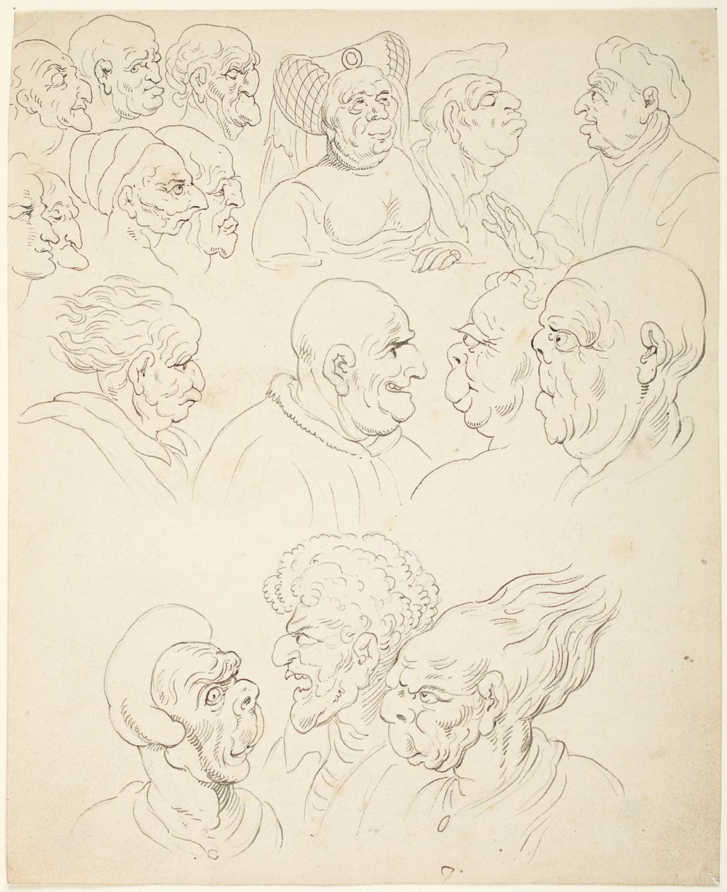 Teste caricaturali da Thomas Rowlandson