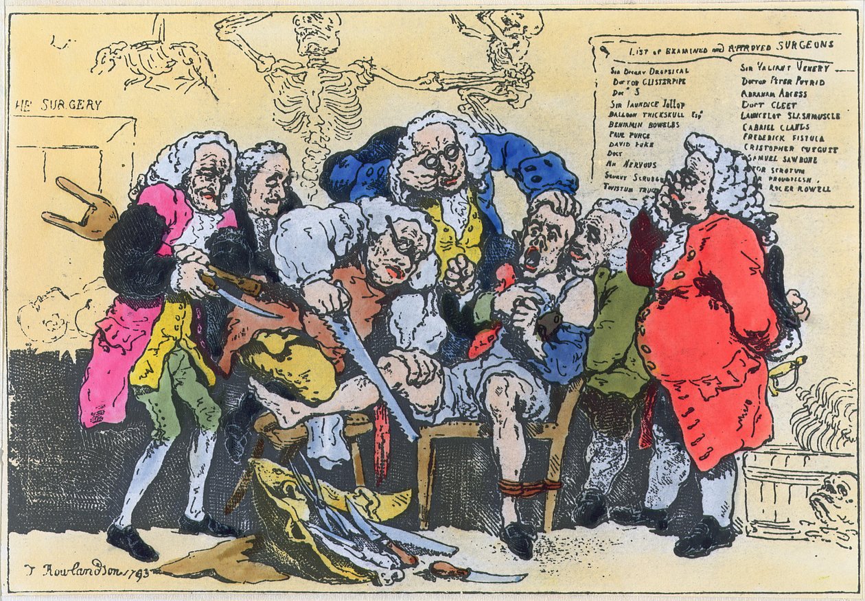 Caricatura di chirurghi georgiani al lavoro da Thomas Rowlandson