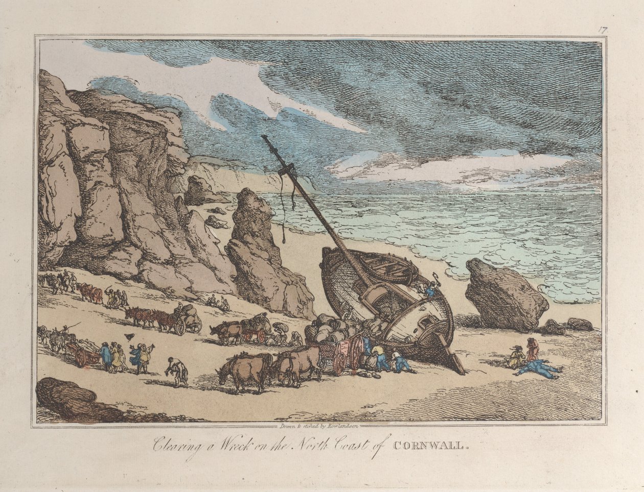 Rimozione di un relitto sulla costa settentrionale della Cornovaglia da Thomas Rowlandson