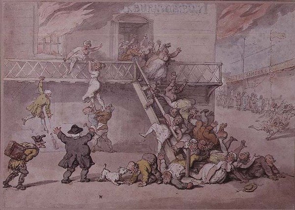 Il Teatro di Cockburn in Fiamme da Thomas Rowlandson