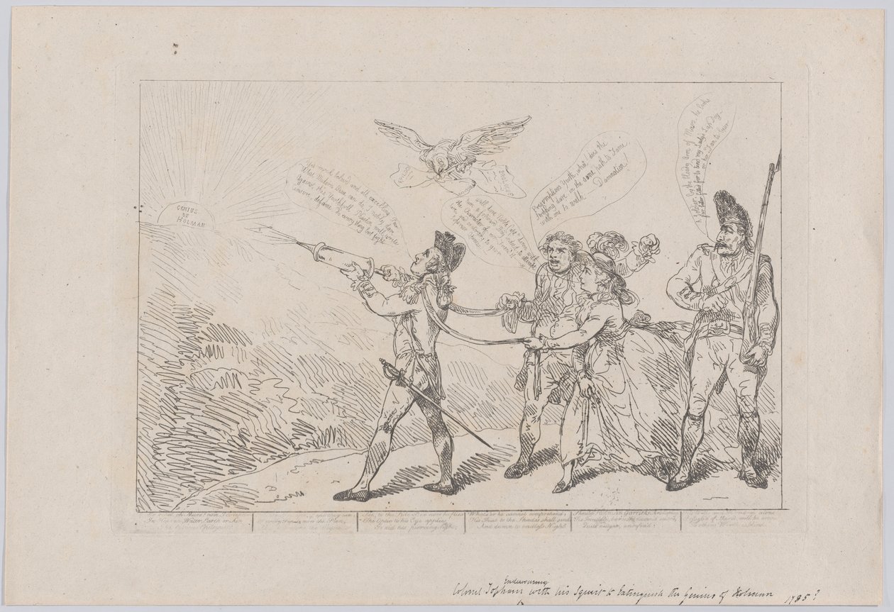 [Col. Topham che cerca, con il suo spruzzo, di spegnere il genio di Holma..., 10 dicembre 1784 da Thomas Rowlandson