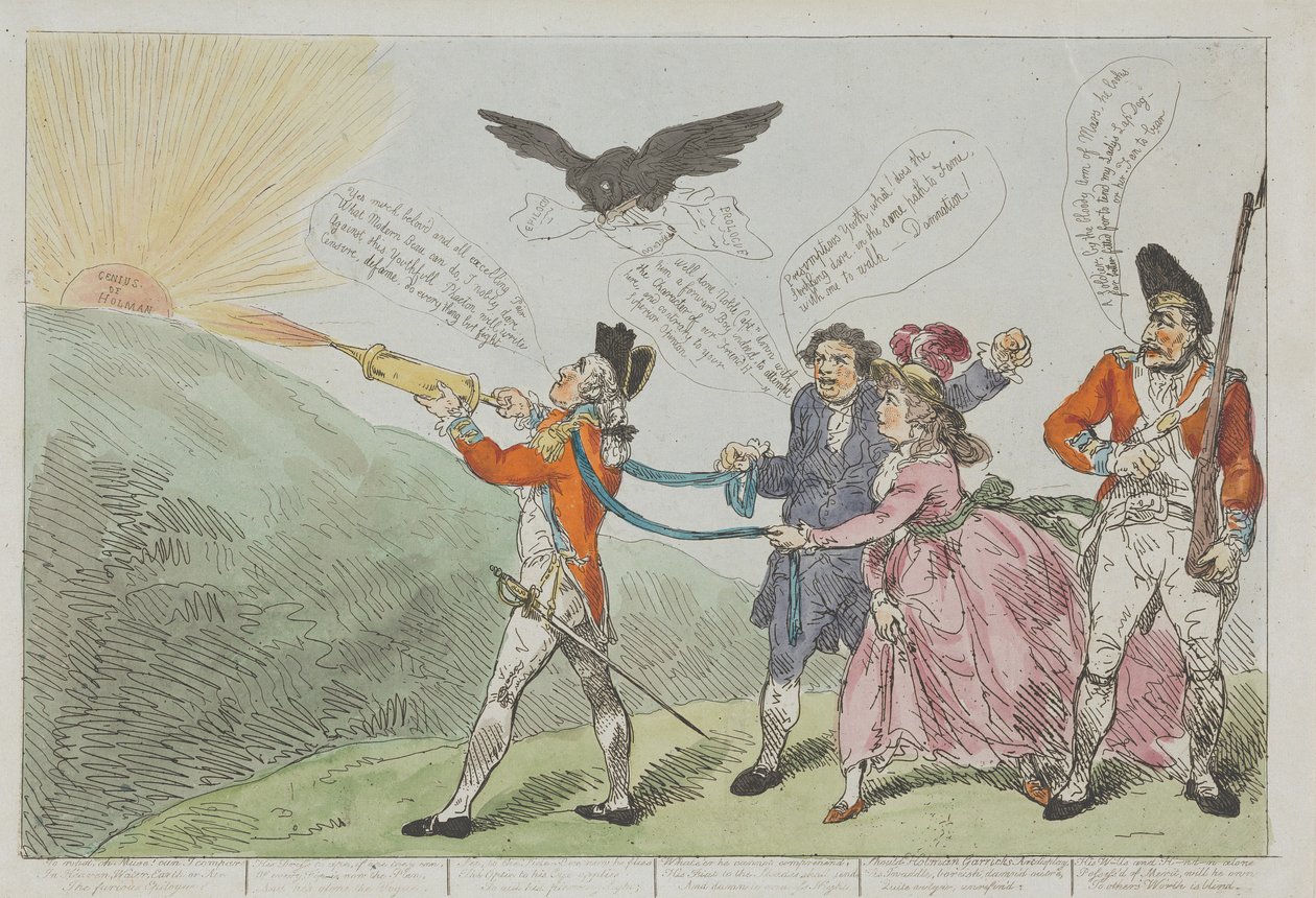 Il colonnello Topham si sforza, con il suo "Squirt", di spegnere il genio di Holman da Thomas Rowlandson