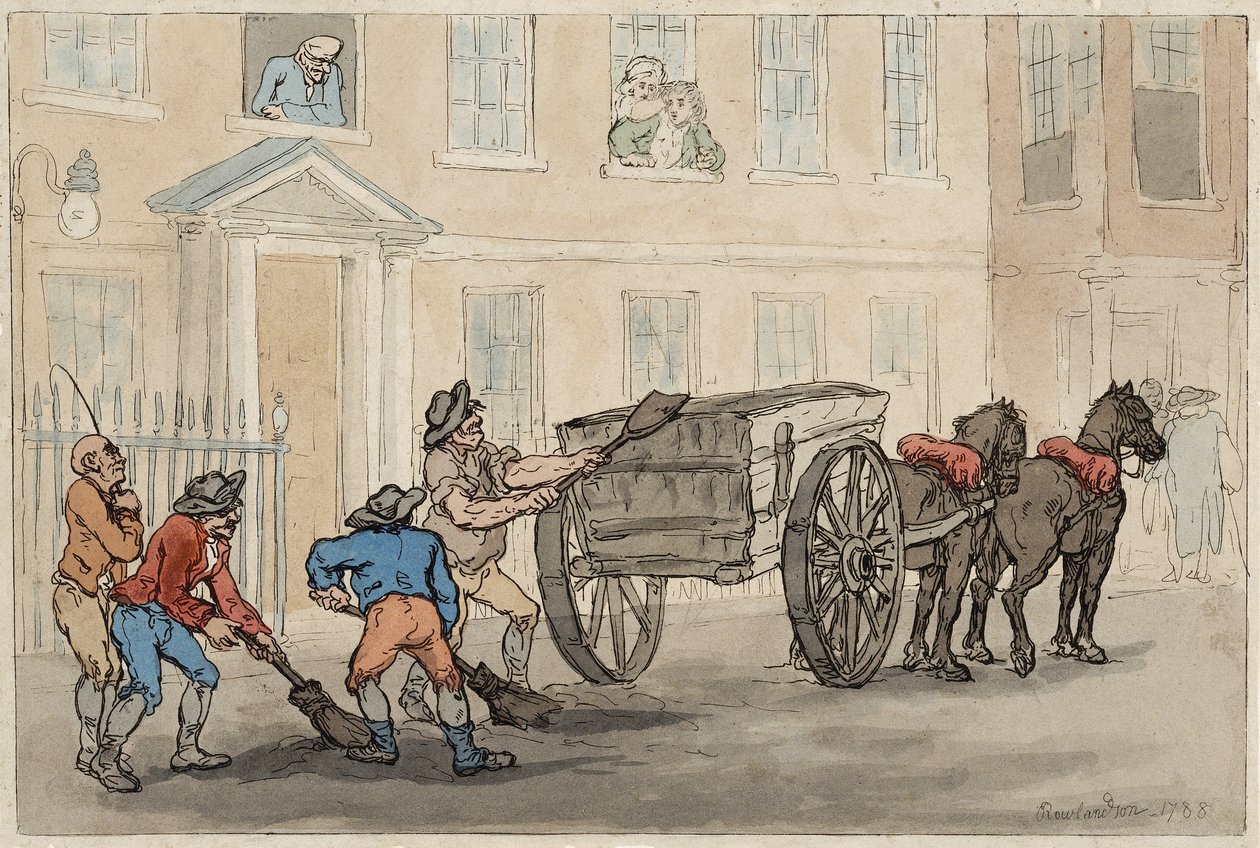 Raccolta del letame notturno, pub. 1788 da Thomas Rowlandson