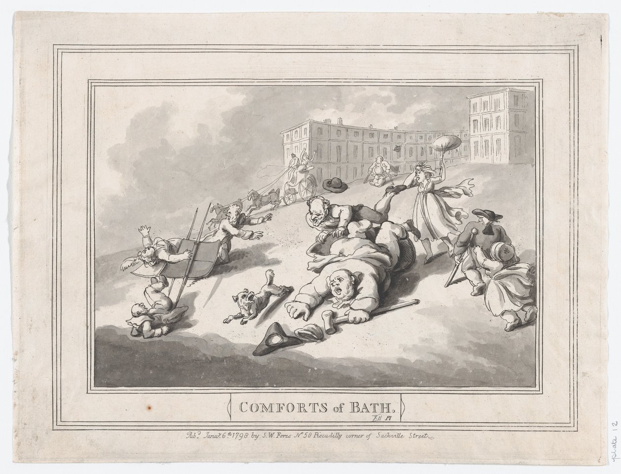 Comforts of Bath, Tavola 12, 6 gennaio 1798 da Thomas Rowlandson