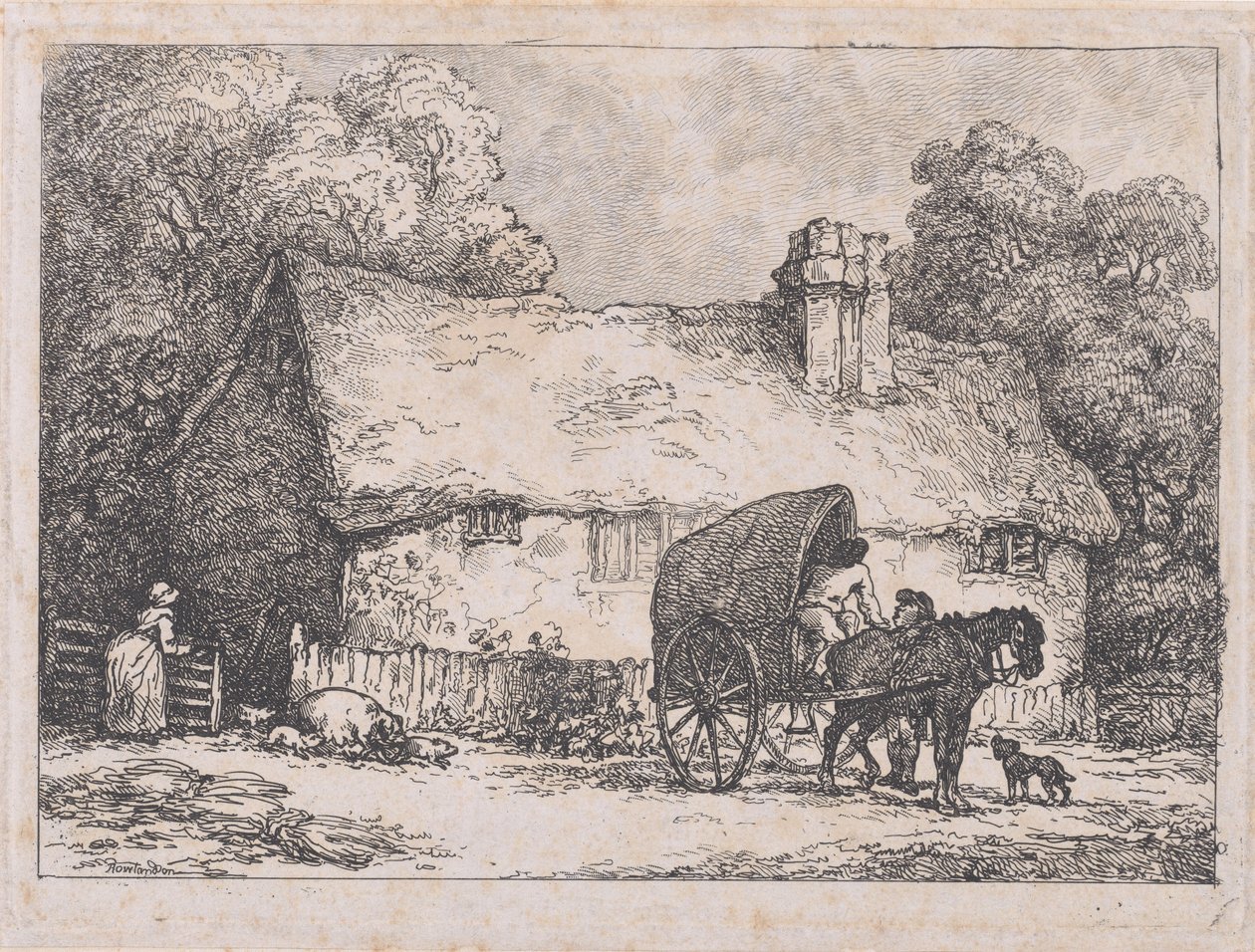 Cottage con carro e maiali, 1783-89 da Thomas Rowlandson