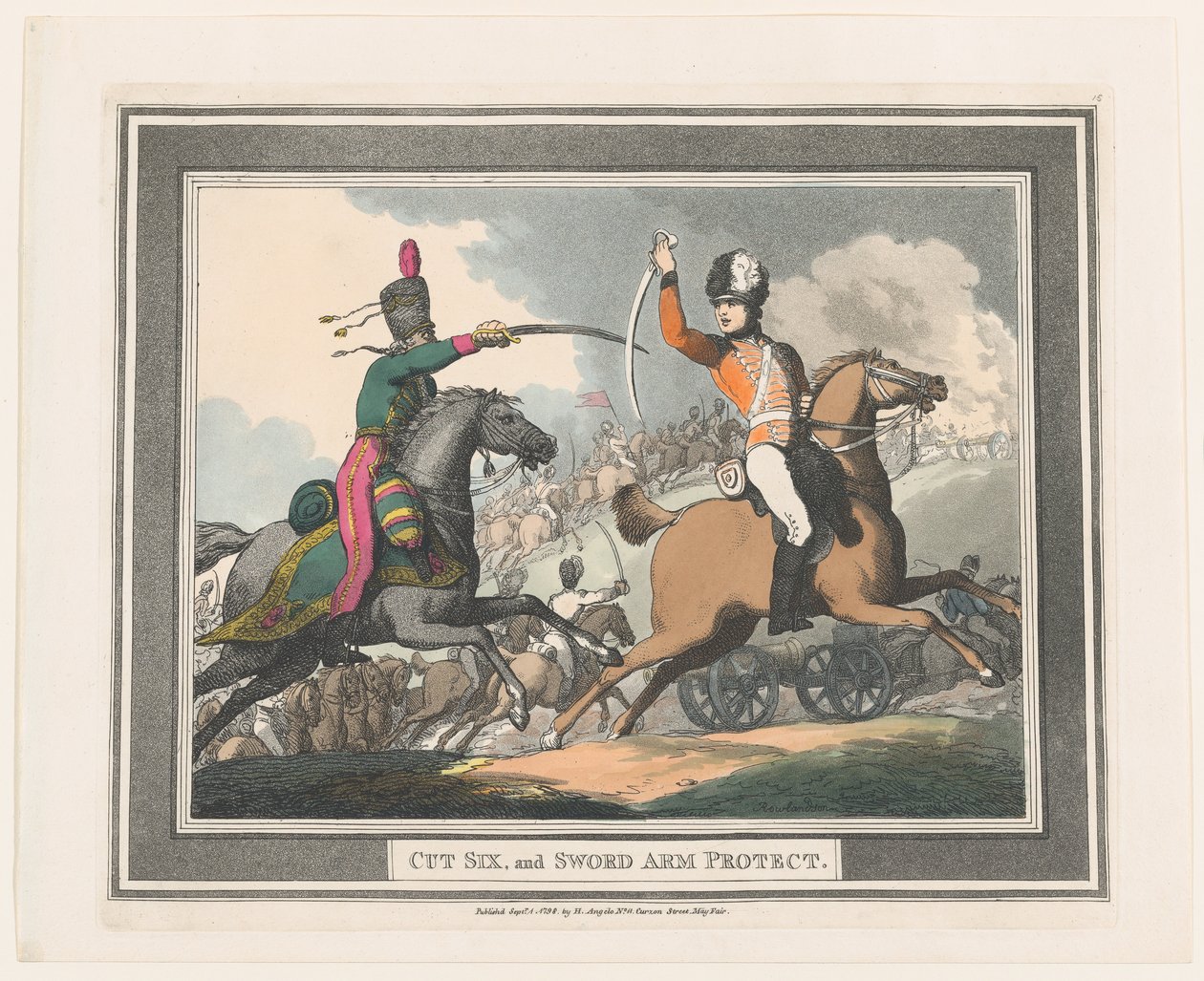 Taglio Sei e Protezione del Braccio con Spada, 1 settembre 1798 da Thomas Rowlandson