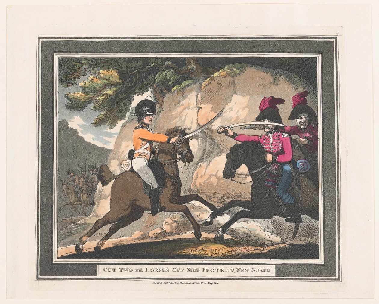 Taglia Due e Proteggi il Lato del Cavallo, Nuova Guardia, 1 settembre 1798 da Thomas Rowlandson