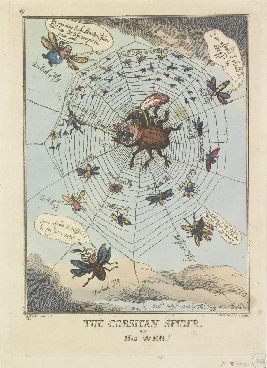 Il ragno corso nella sua tela, 1808 da Thomas Rowlandson