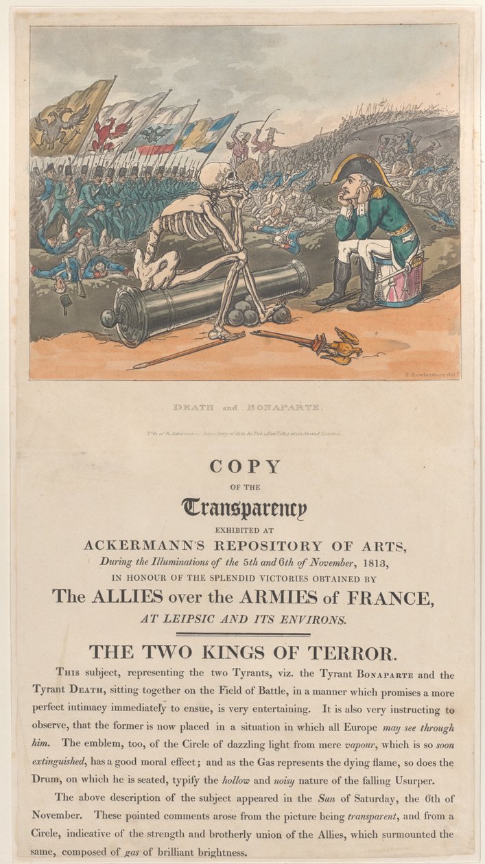 La morte e Bonaparte, i due re del terrore, 1 gennaio 1814 da Thomas Rowlandson