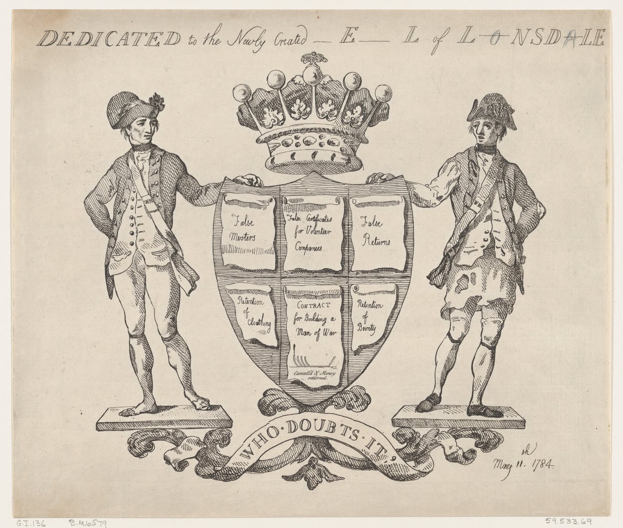 Dedicato al Nuovo Conte di Lonsdale, 11 maggio 1784 da Thomas Rowlandson