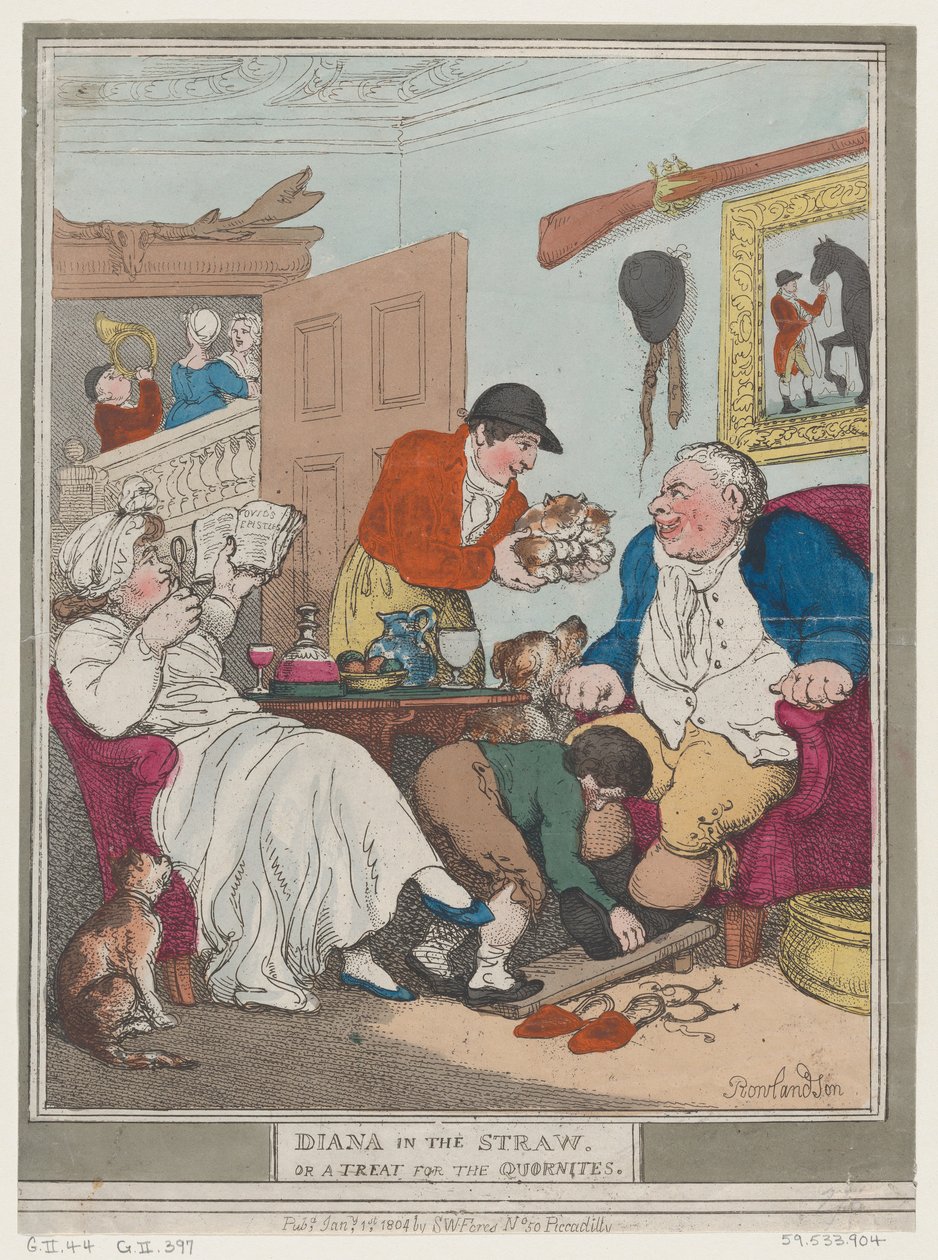 Diana nella paglia, o un trattamento per i Quorniti, 1 gennaio 1804 da Thomas Rowlandson