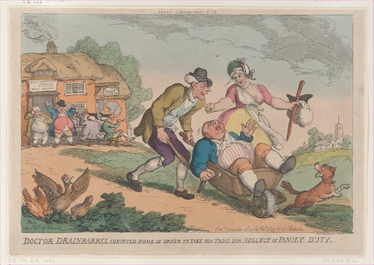 Il Dottor Drainbarrel Portato a Casa per Subire il Processo per Negligenza, 30 novembre 1810 da Thomas Rowlandson