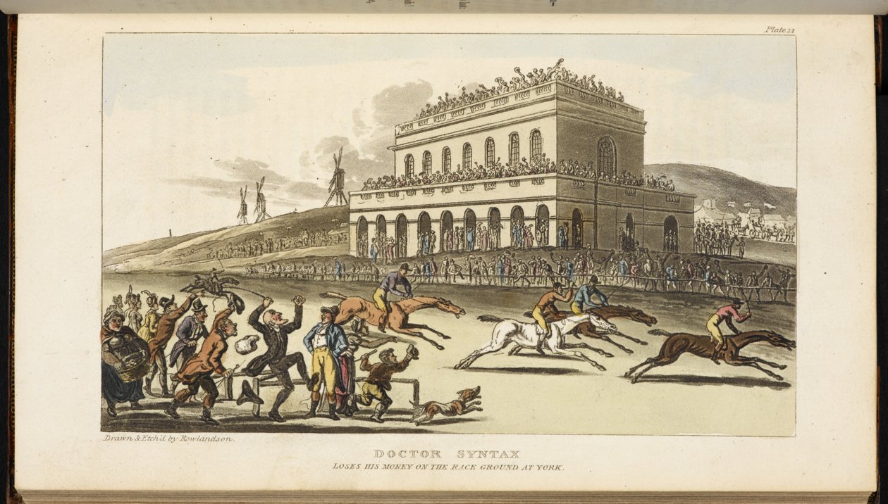 Doctor Syntax perde i suoi soldi alla corsa di York da Thomas Rowlandson