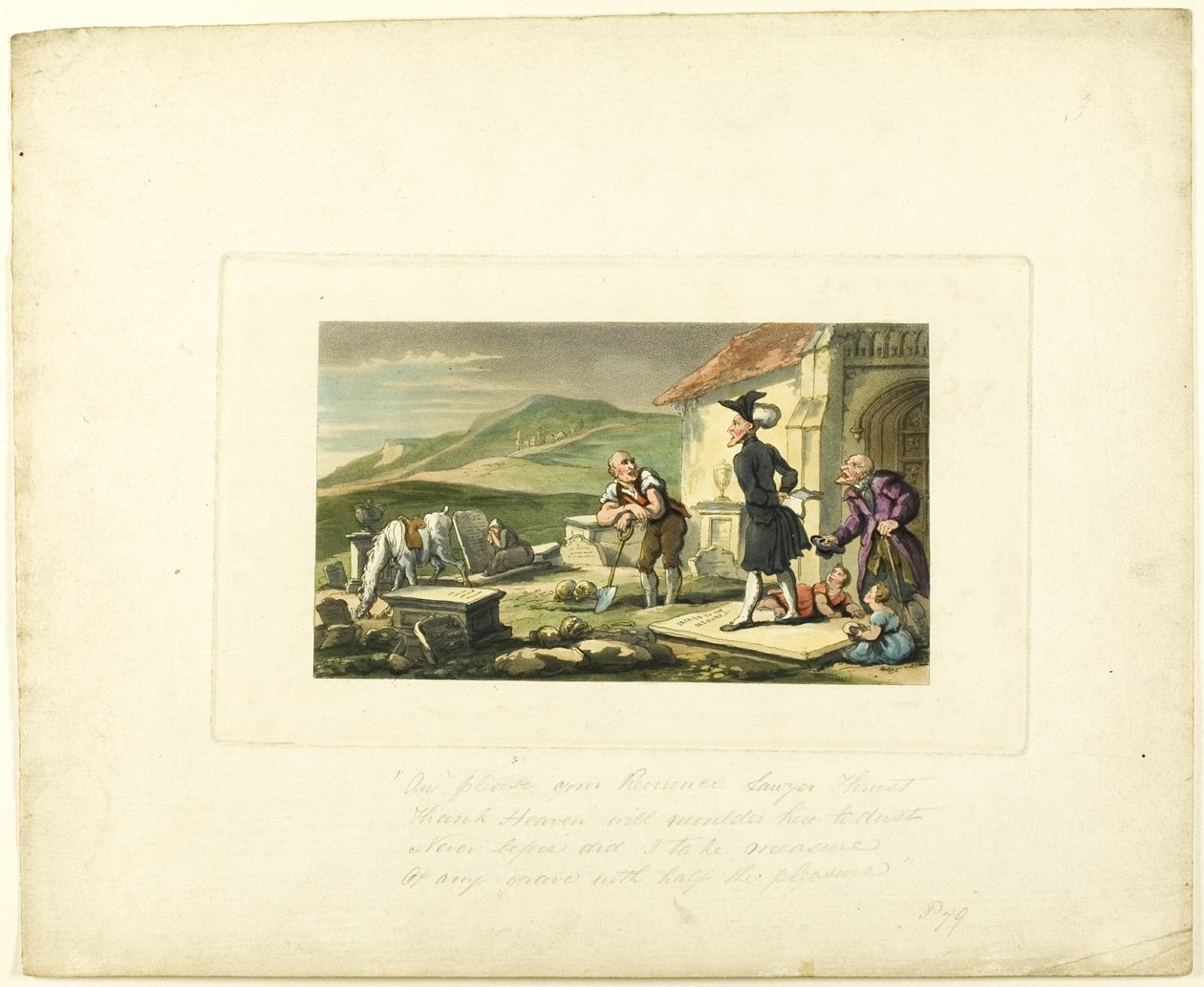 Il Dottor Syntax Medita sulle Lapidi, dal Tour del Dottor Syntax da Thomas Rowlandson