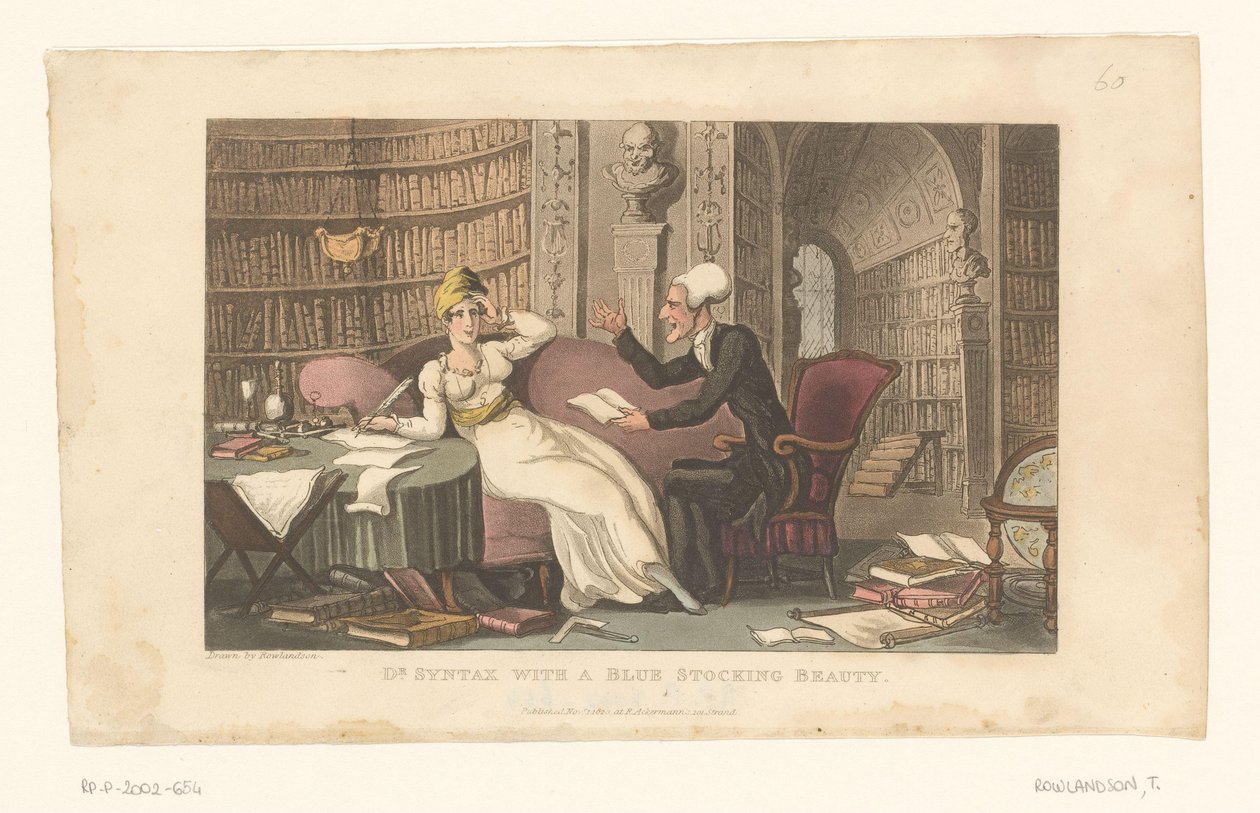 Il dottor Syntax con una donna in una biblioteca da Thomas Rowlandson
