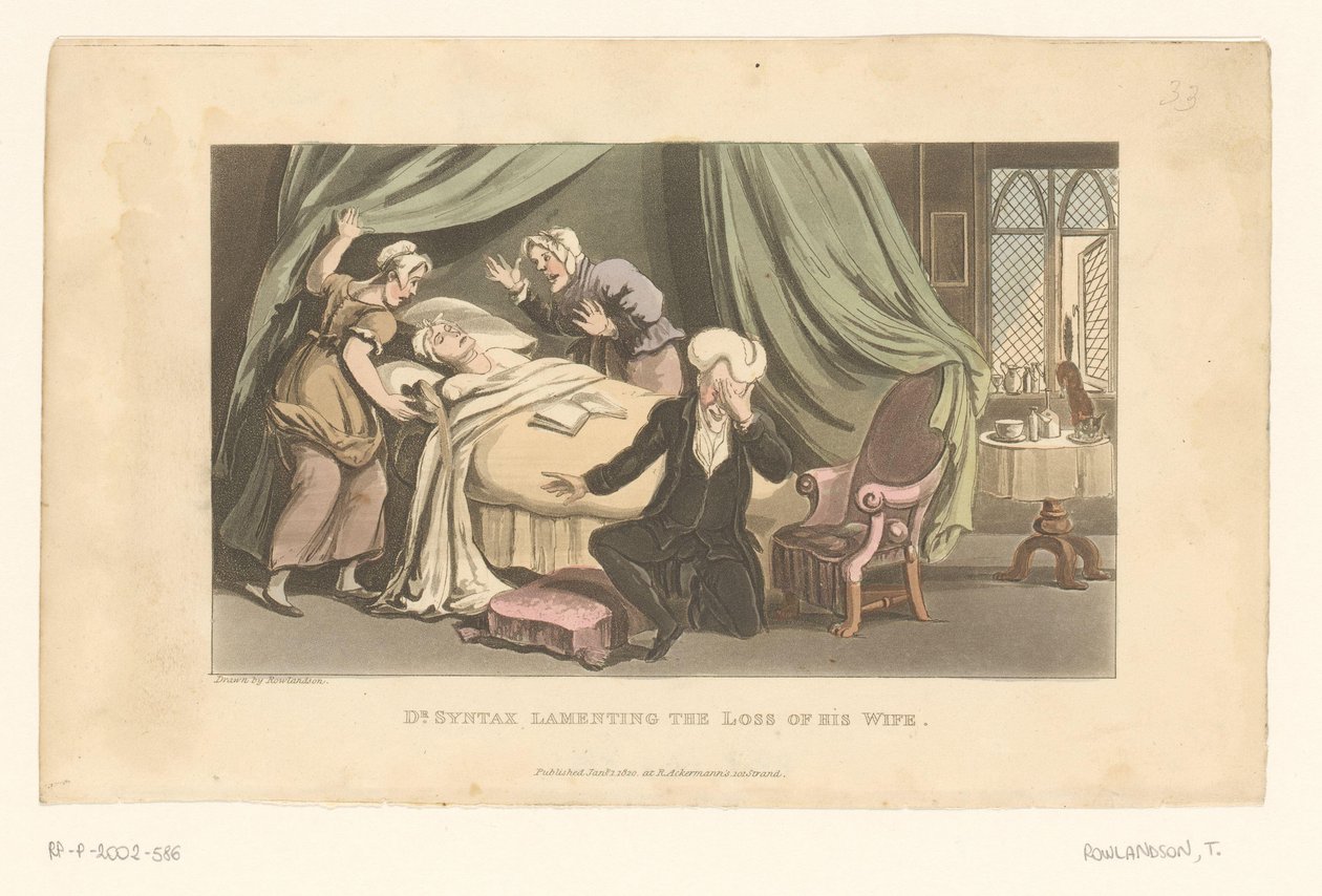 Il dottor Syntax piange la morte della moglie da Thomas Rowlandson