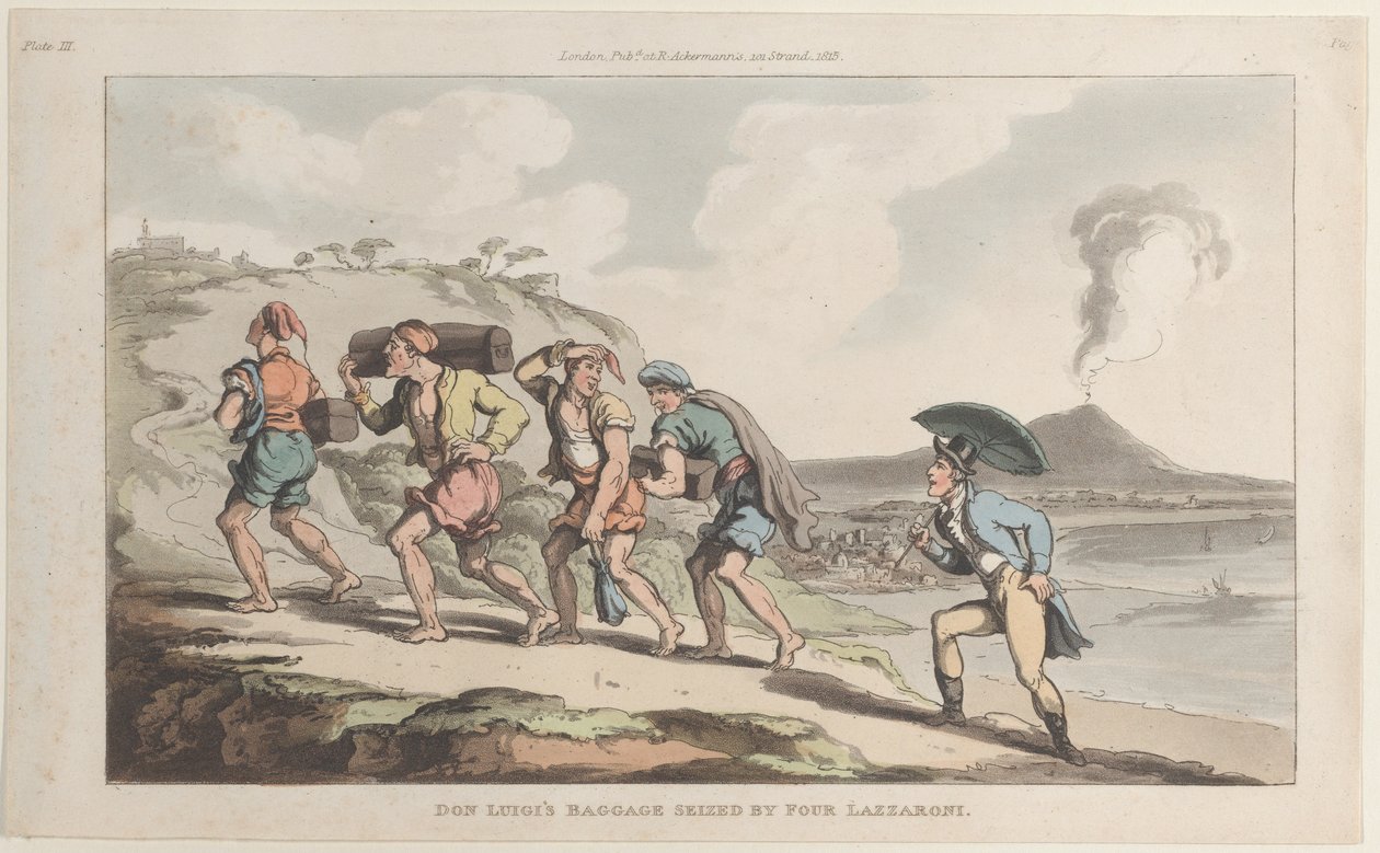 I bagagli di Don Luigi sequestrati da quattro Lazzaroni, da Napoli e la Campagna Felice da Thomas Rowlandson
