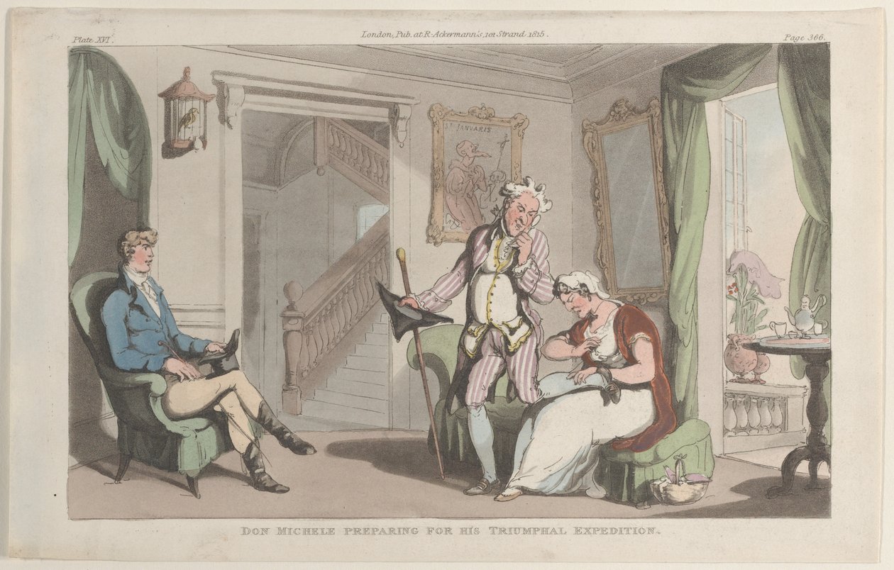 Don Michele che si Prepara per la Sua Spedizione Trionfale, da Napoli e la Campagna da Thomas Rowlandson
