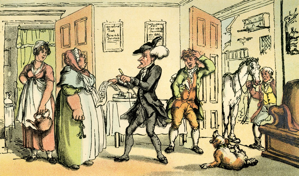 Il dottor Syntax disputa il suo conto con la locandiera da Thomas Rowlandson
