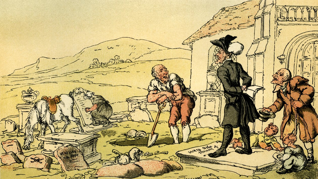Dr Syntax che medita sulle lapidi da Thomas Rowlandson