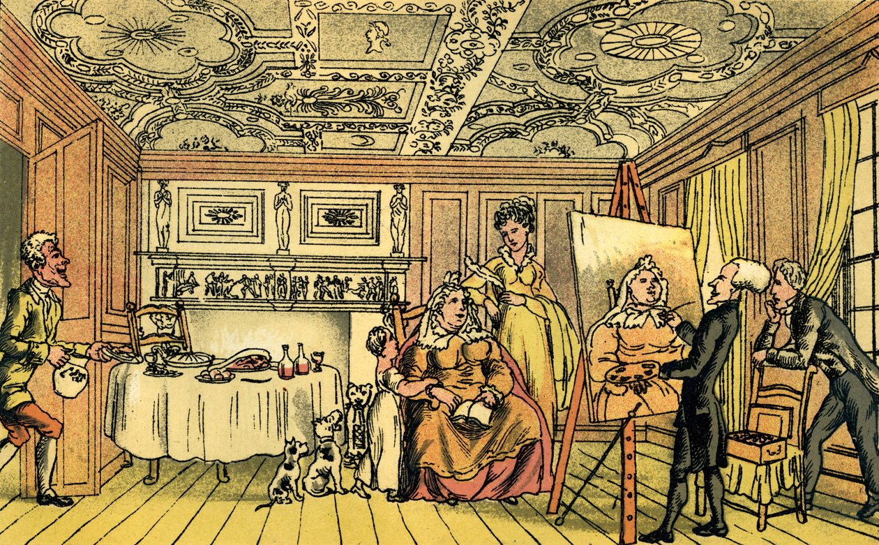 Dr Syntax dipinge un ritratto da Thomas Rowlandson