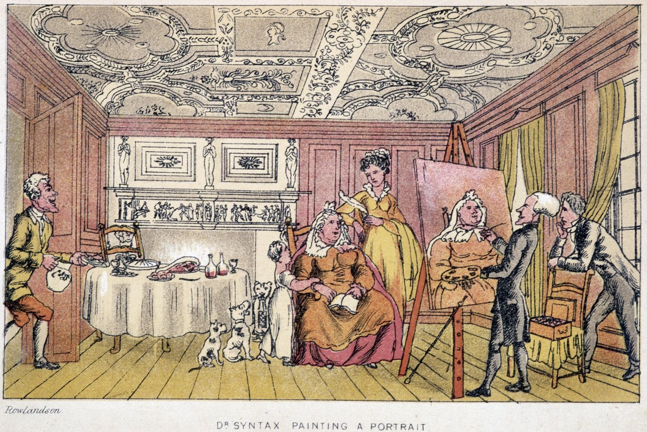 Il dottor Syntax che dipinge un ritratto - in "I tre viaggi del dottor Syntax alla ricerca del pittoresco, della consolazione e di una moglie" di W. Combe, ill. da Rowlandson, Londra, Hotten da Thomas Rowlandson