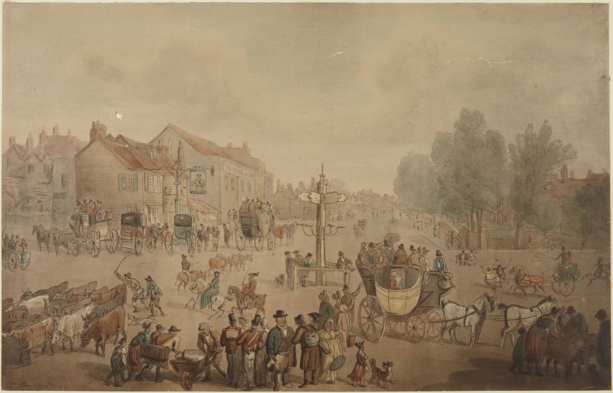 Elephant and Castle Inn, Newington da Thomas Rowlandson