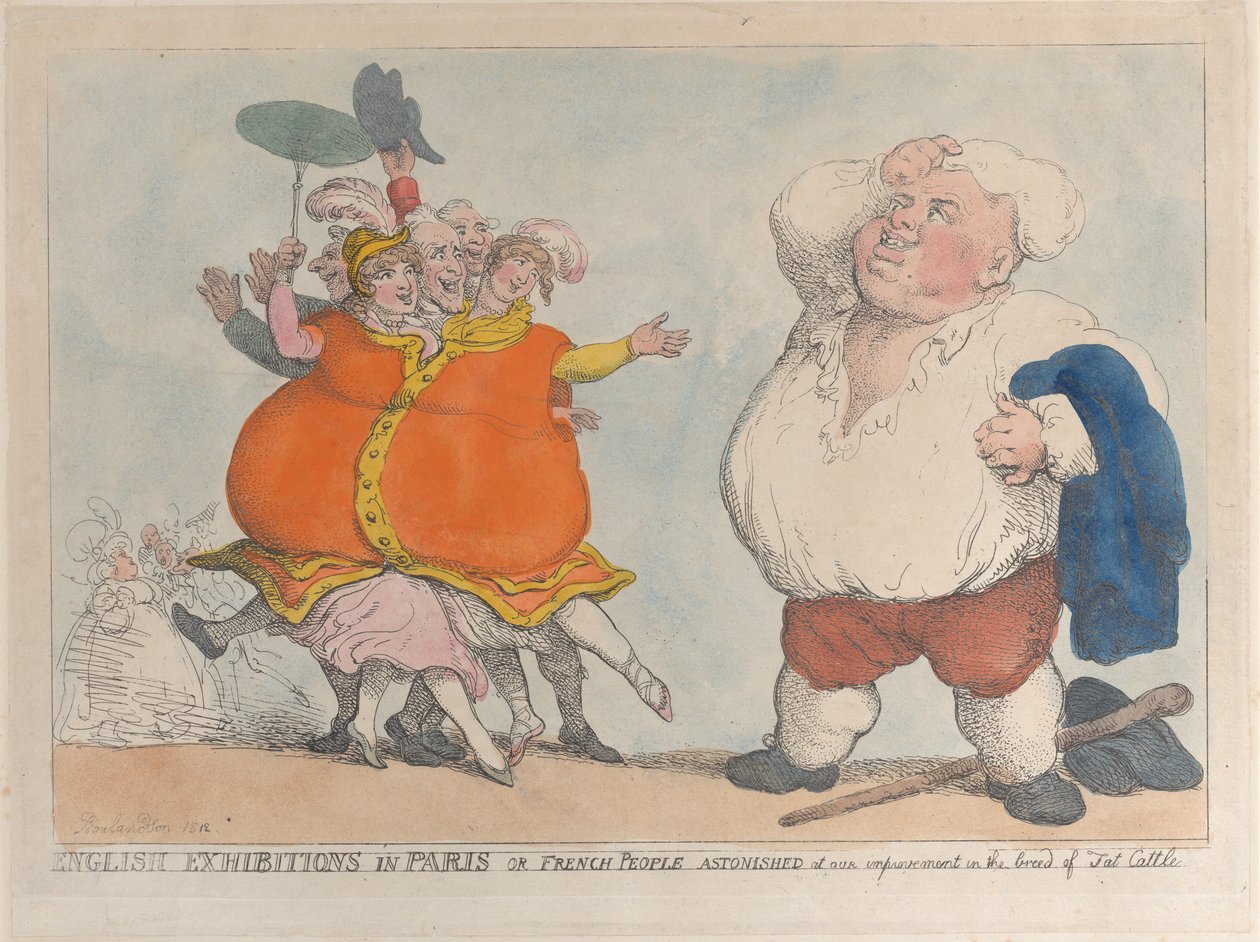 Esposizioni inglesi a Parigi o francesi stupiti dai nostri miglioramenti nella razza, 1812 da Thomas Rowlandson