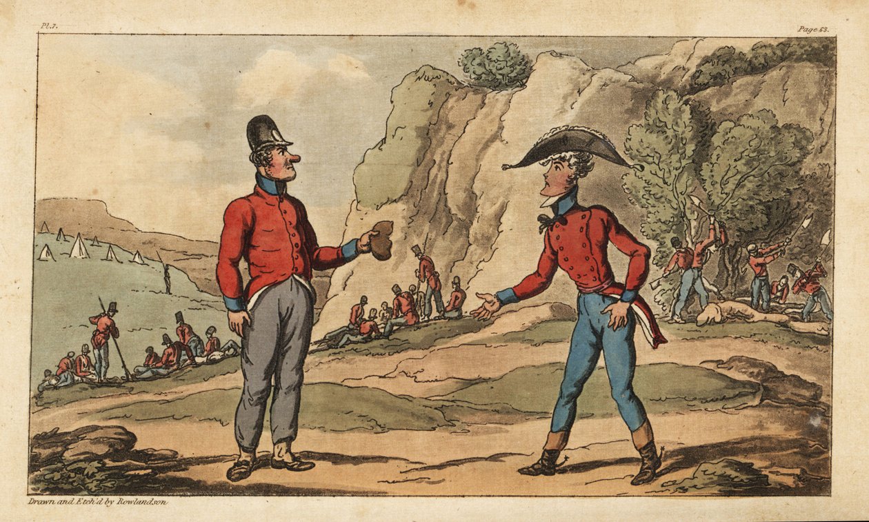 Ensign Johnny Newcome e il suo subalterno a mezza razione dopo la Battaglia di Salamanca da Thomas Rowlandson