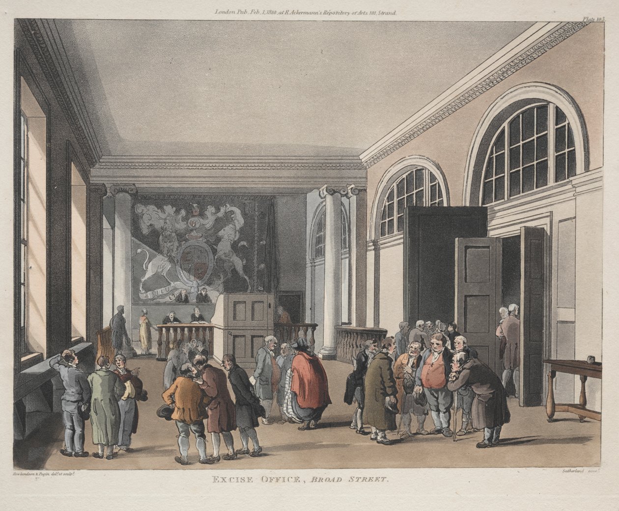 Ufficio Accise, Broad Street da Thomas Rowlandson