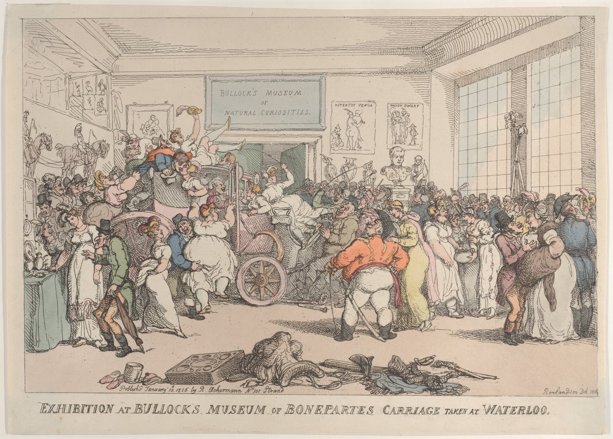 Esposizione al Museo di Bullock della Carrozza di Bonaparte, Presa a Waterloo, 10 gennaio 1816 da Thomas Rowlandson