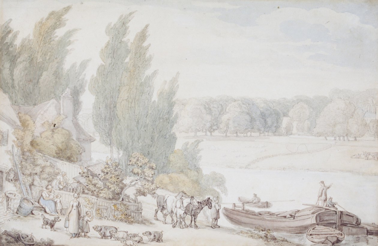 Fattoria sulle rive di un fiume da Thomas Rowlandson