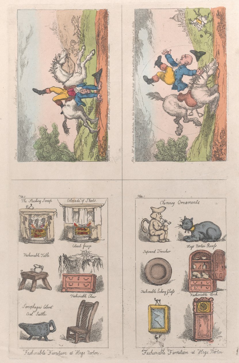 Mobili alla moda a Hogs Norton, Equitazione matematica da Thomas Rowlandson