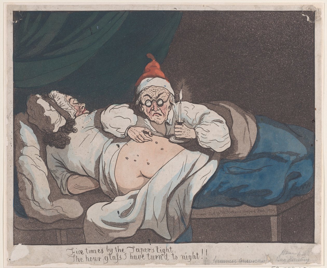Cinque volte alla luce del lume, la clessidra ho girato fino a notte!!, 1793 da Thomas Rowlandson