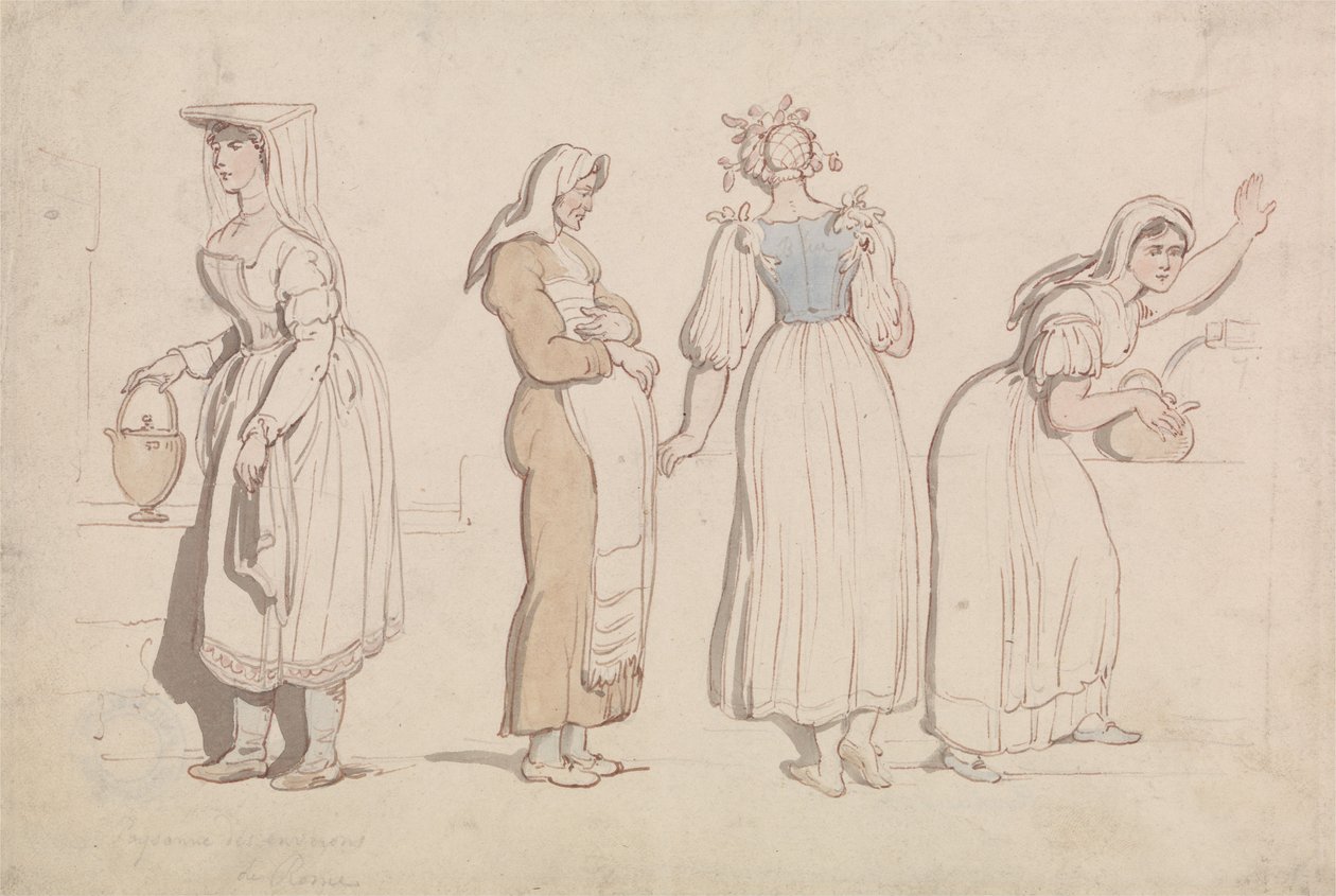 Quattro donne presso un pozzo a Roma da Thomas Rowlandson