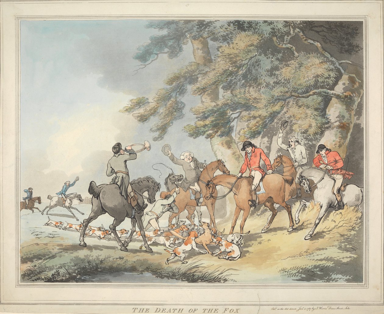 La caccia alla volpe [serie di sei]:   3. La morte della volpe da Thomas Rowlandson