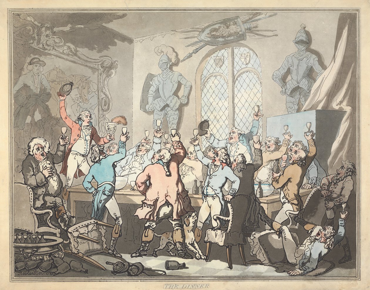 La caccia alla volpe [serie di sei]:  6.  La cena da Thomas Rowlandson