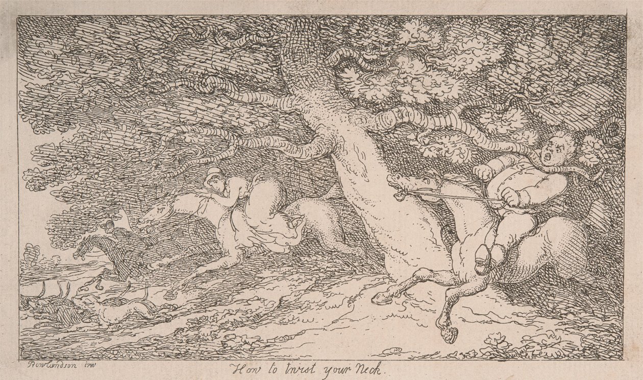 La caccia alla volpe: come slogarsi il collo [da “Consigli agli sportivi”] da Thomas Rowlandson