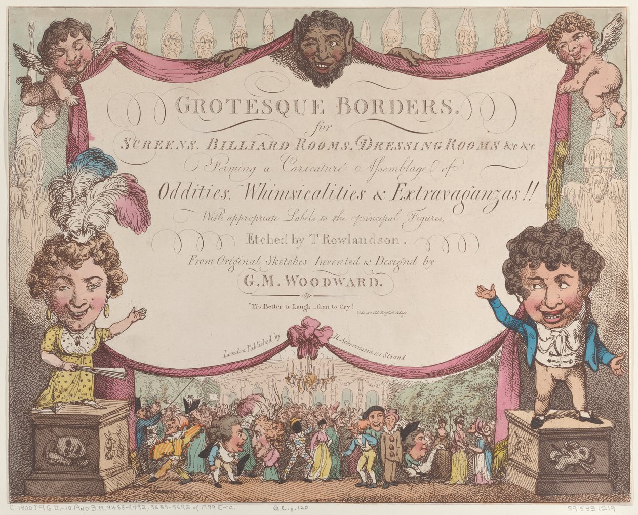 Bordi grotteschi per schermi, sale da biliardo, spogliatoi, ecc., 1799-1800 da Thomas Rowlandson