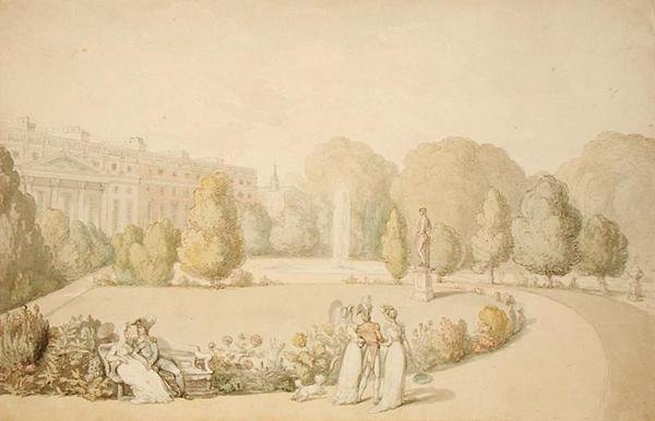 Hampton Court Palace, la facciata del giardino da Thomas Rowlandson
