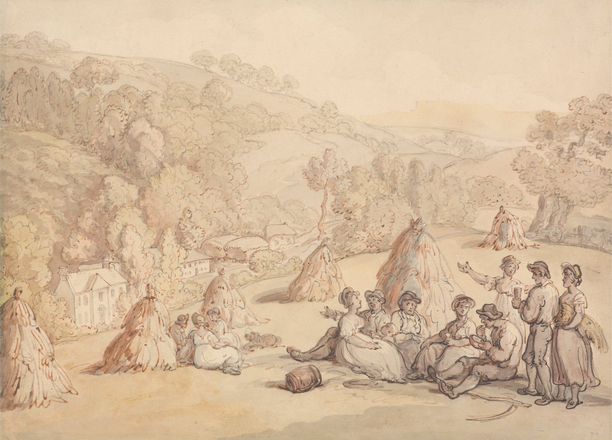 Mietitori che riposano in un campo di grano da Thomas Rowlandson