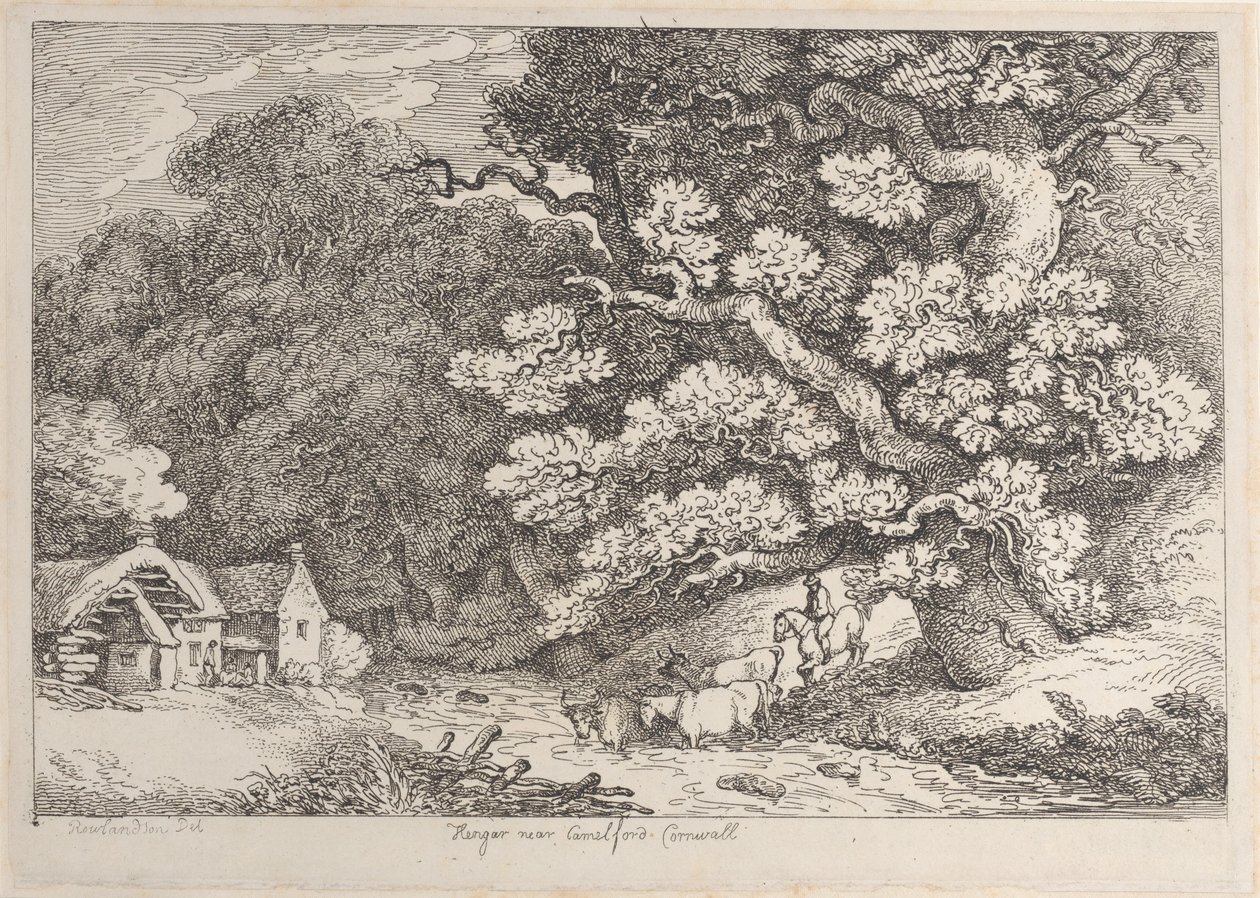 Hengar vicino a Camelford, Cornovaglia, da Vedute in Cornovaglia, ca. 1812 da Thomas Rowlandson