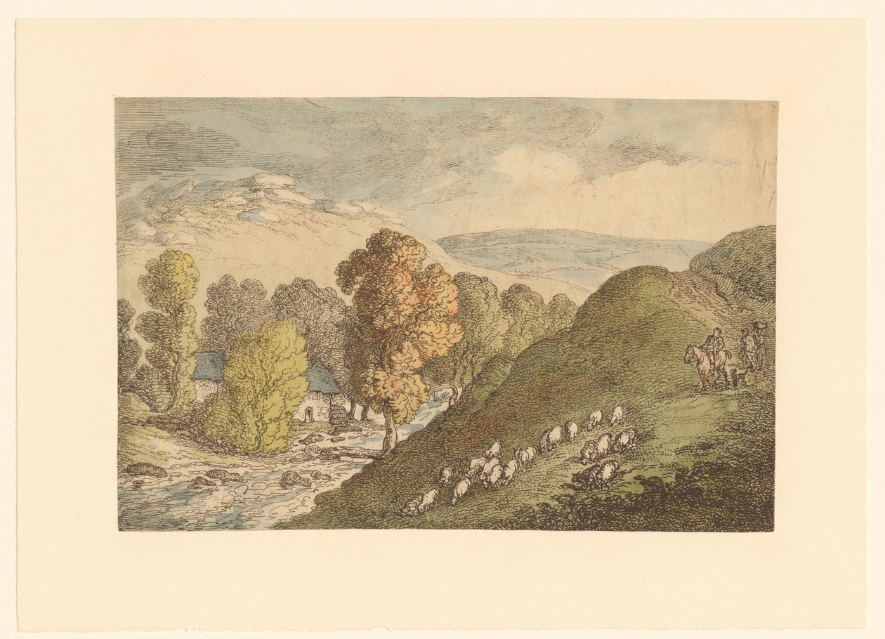 Paesaggio collinare con pecore da Thomas Rowlandson