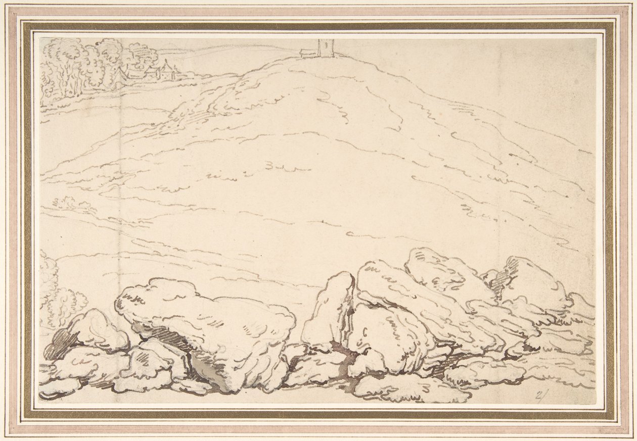 Paesaggio collinare con rocce da Thomas Rowlandson