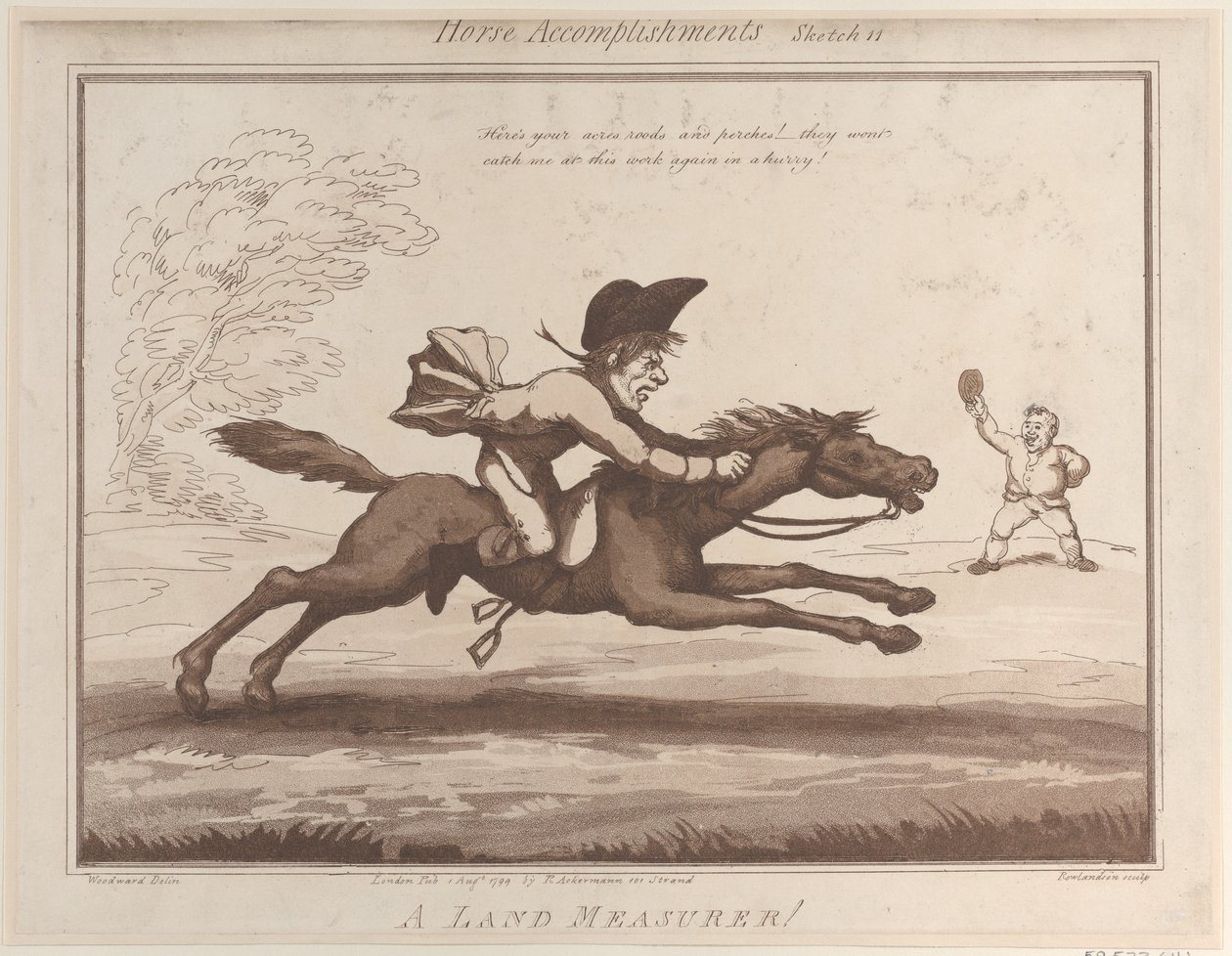 Competenze del cavallo, schizzo 11: un misuratore di terre!! da Thomas Rowlandson