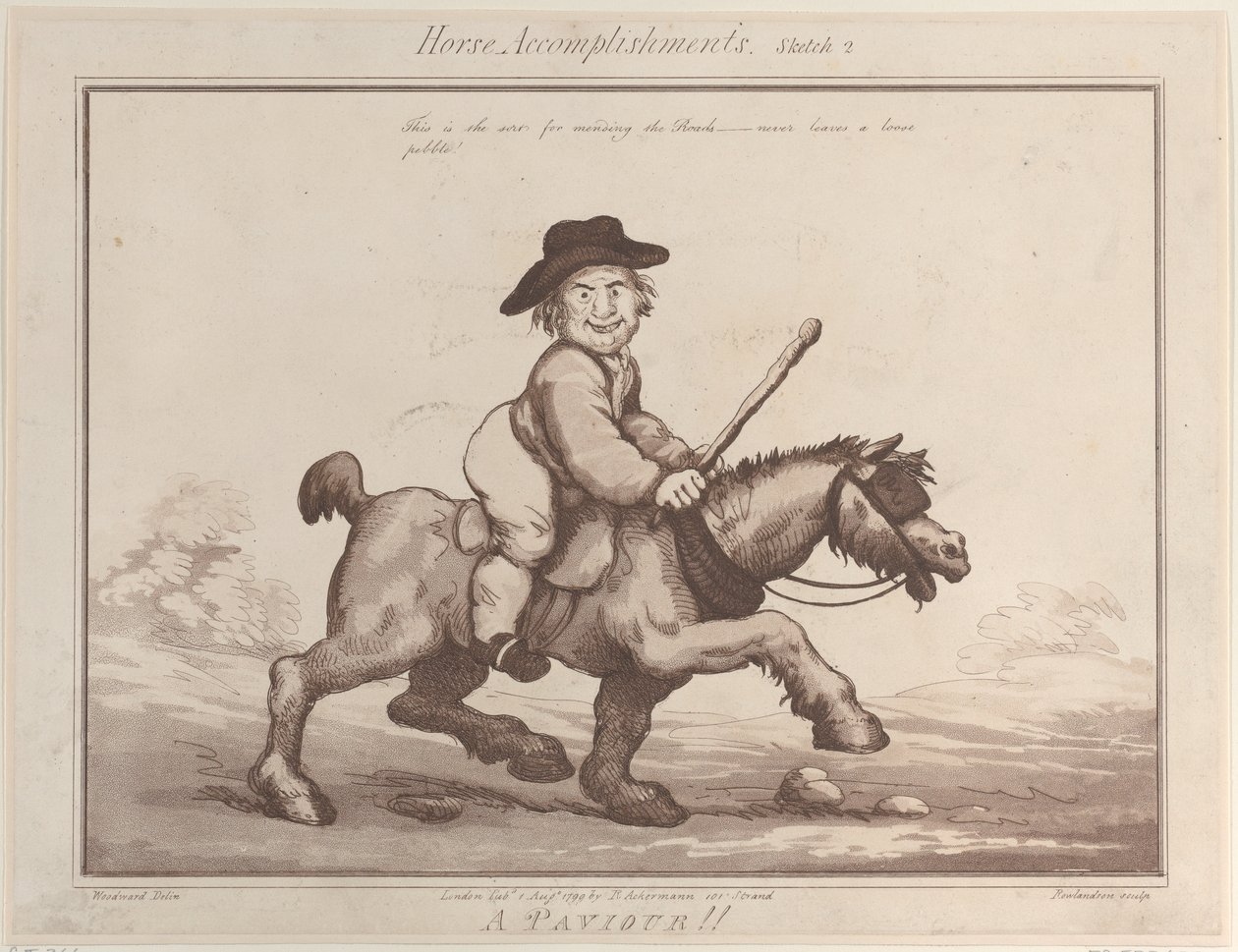Competenze del cavallo, schizzo 2: Un pavimentatore!!, 1 agosto 1799 da Thomas Rowlandson