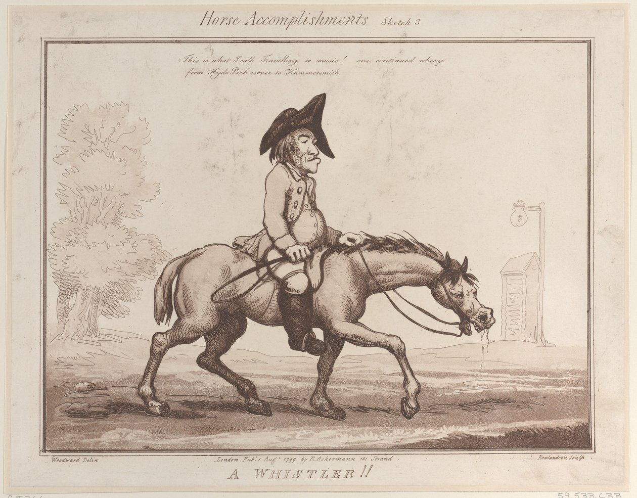 Abilità del cavallo, Schizzo 3: Un fischiatore!!, 1 agosto 1799 da Thomas Rowlandson