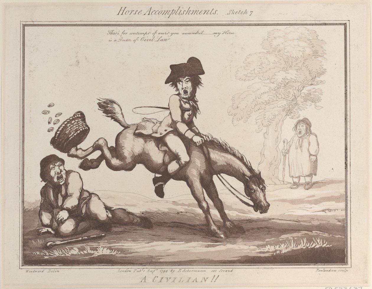 Competenze del cavallo, Schizzo 7: Un civile!!, 1 agosto 1799 da Thomas Rowlandson