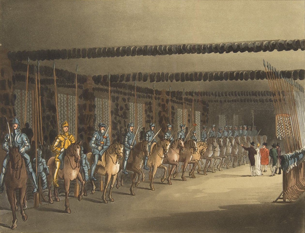 Horse Armoury, Torre di Londra, 1 novembre 1809 da Thomas Rowlandson